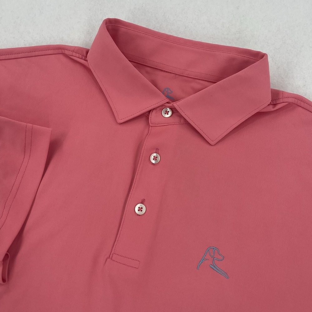 Rhoback Polo Shirt Mens L Pink Salmon Performance Golf Stretch Casual Preppy